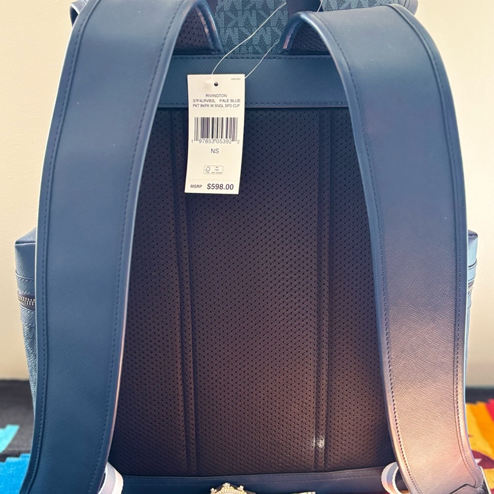 MICHAEL KORS Rivington Logo Stripe Backpack (Pale Blue ) - Picture 3 of 4